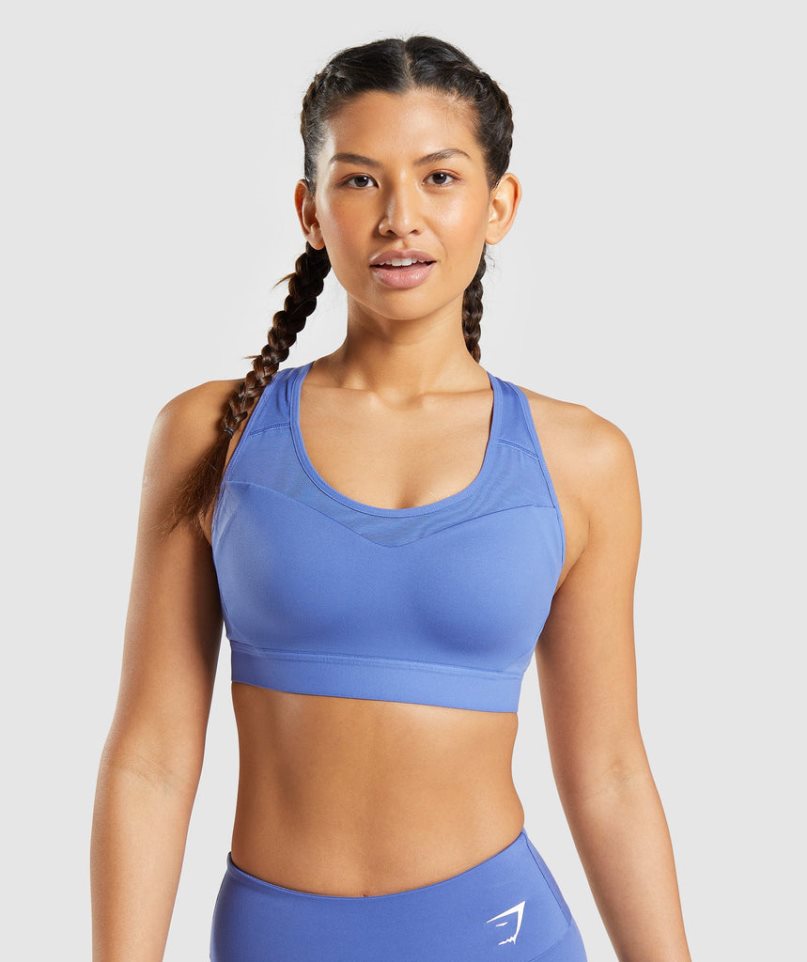 Women\'s Gymshark Open Back Sports Bra Blue | CA 0163NA